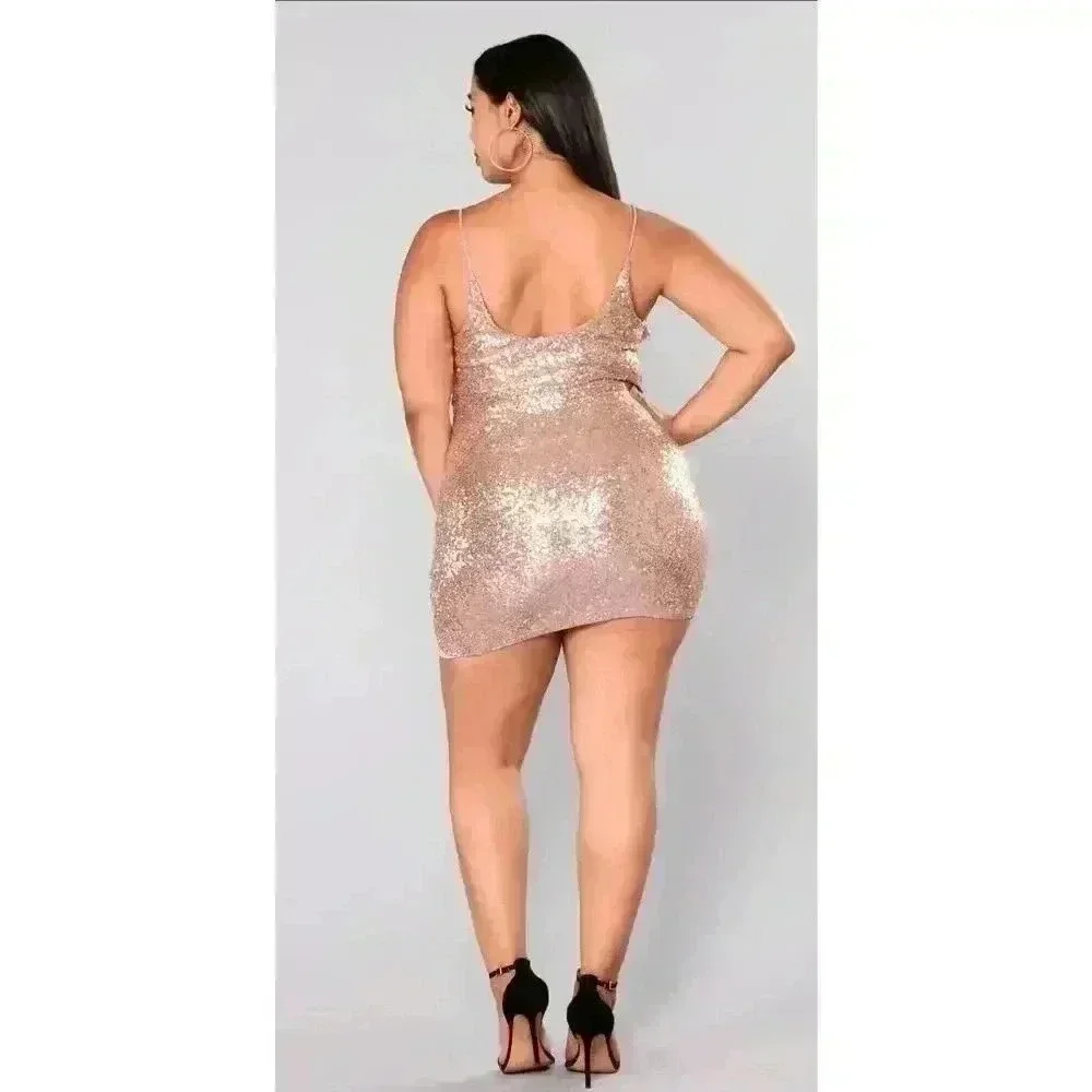 Fashion Nova Champagne Holiday Sequin Dress - Picture 3 of 6